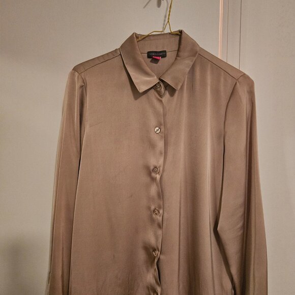 Vince Camuto Satin Long Sleeve Button-Up ShirtCHAMPANGE FIZZ, Size Small - Picture 2 of 5